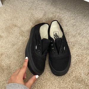 All black Vans, never been worn, brand new, size 6 in women’s, great condition